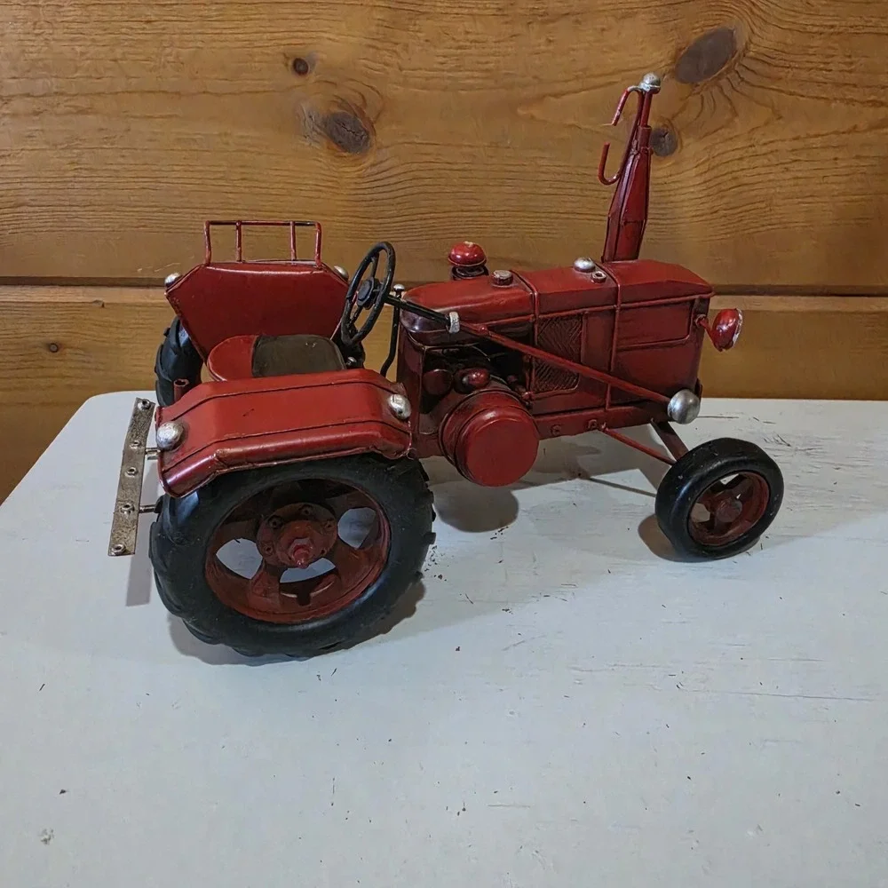 Vintage red Metal Tractor Farmall Cub 12